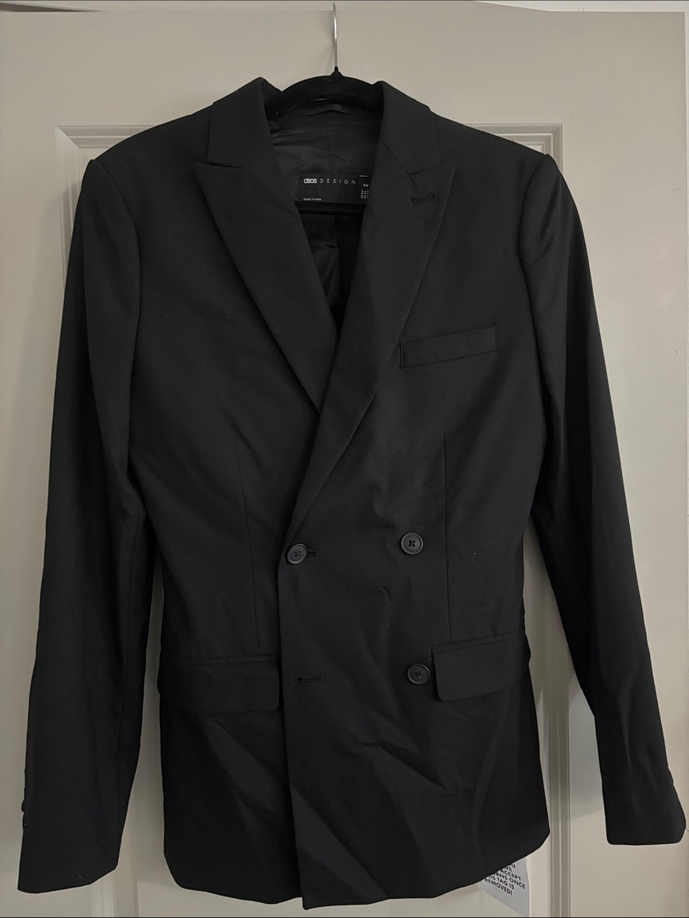 Men's ASOS Double-Breasted Black Blazer